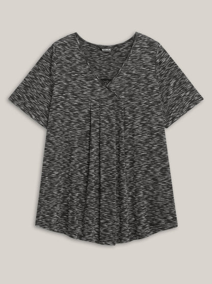 Heather Surplice Neck Curvy Hem T-Shirt