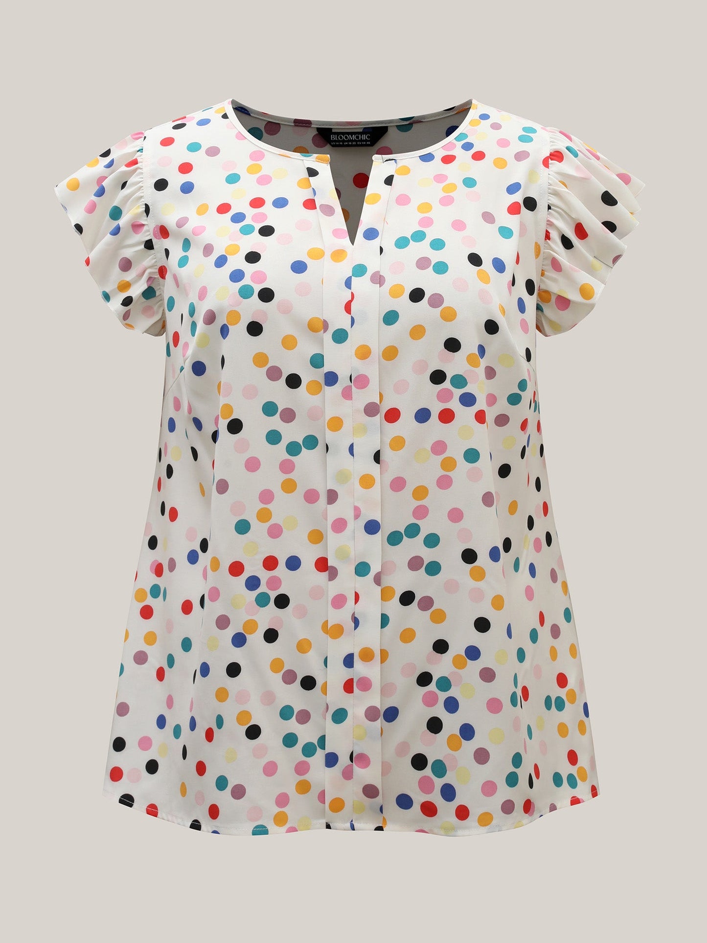 Polka Dot Flutter Sleeve Blouse