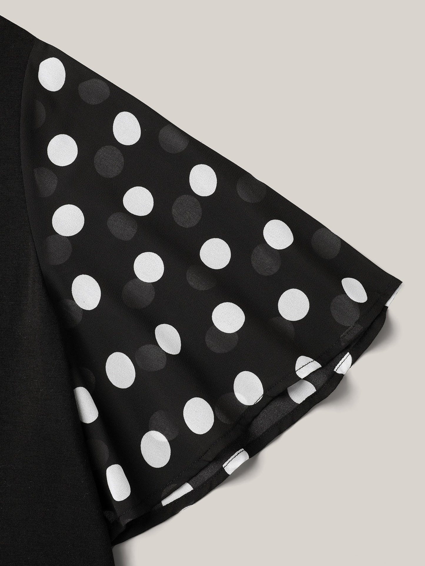 Stretchy Sheer Dot Sleeve Textured T-Shirt