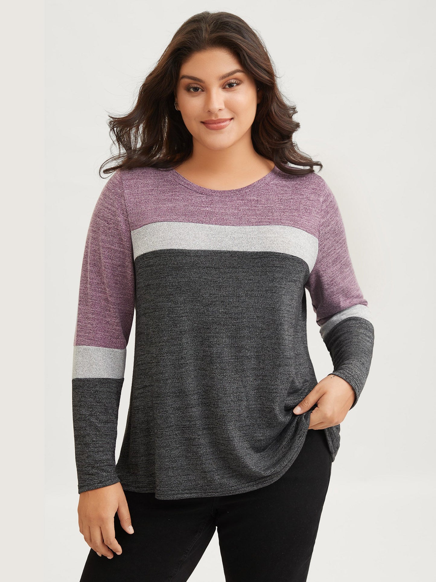Heather Colorblock Contrast Crew Neck T-shirt