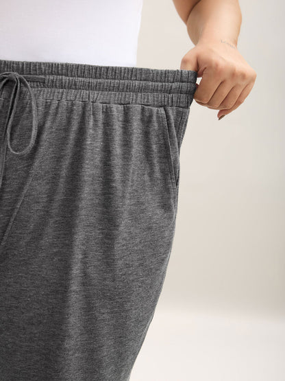 Mixed Color Knit Drawstring Loungewear Bottoms