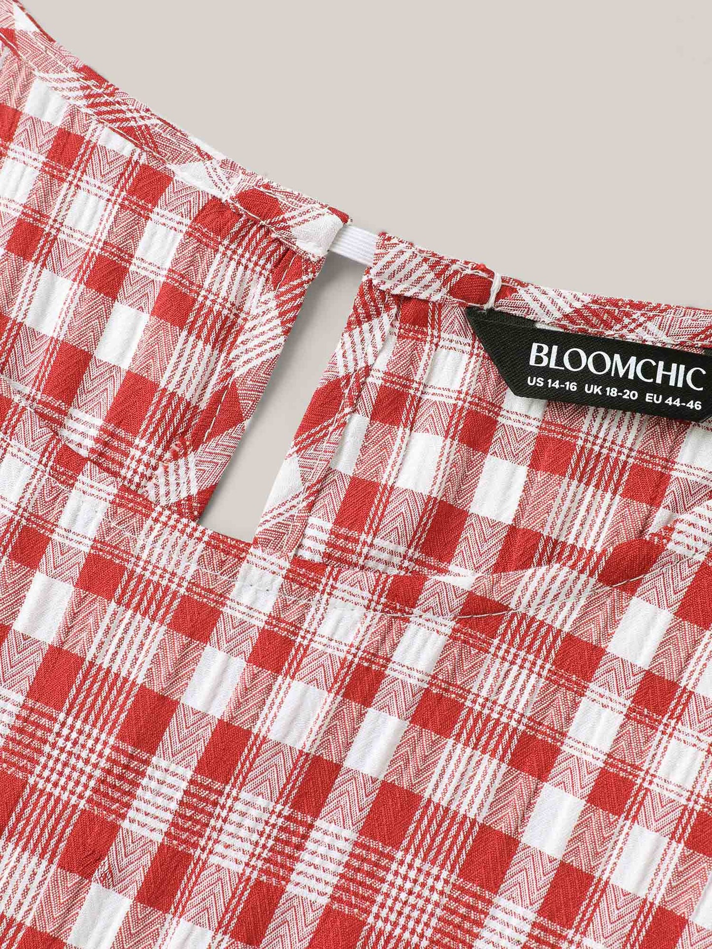 Plaid Print Textured Lotus Leaf Sleeve Shirt