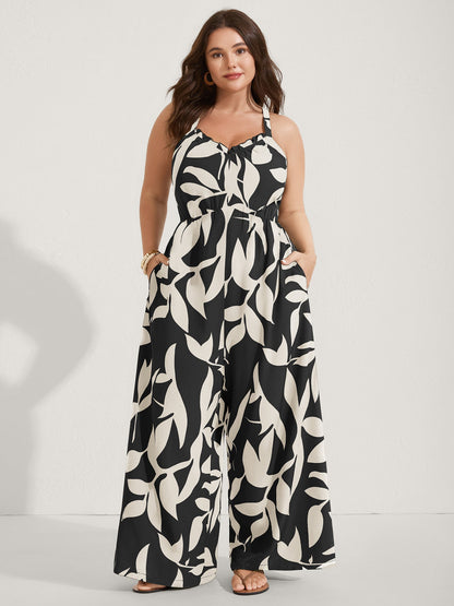 Silhouette Floral Print Sweetheart Jumpsuit