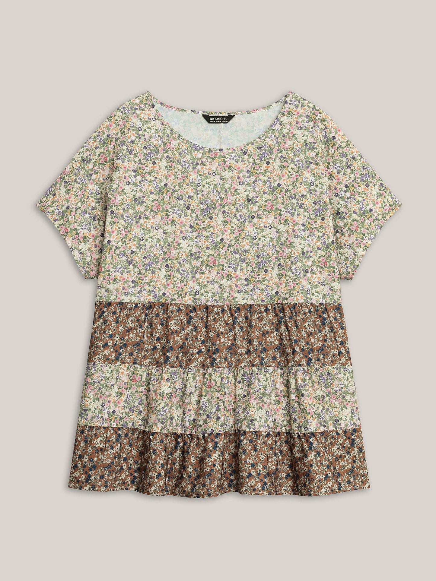 Ditsy Floral Print Tiered Blouse