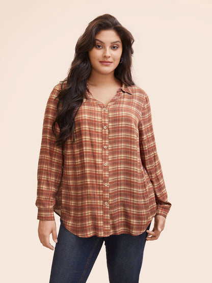 Plaid Long Sleeves Blouse