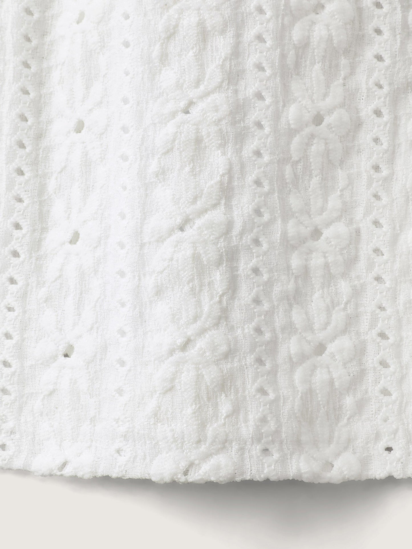 Eyelet Trim Floral Embroidered Solid T-Shirt