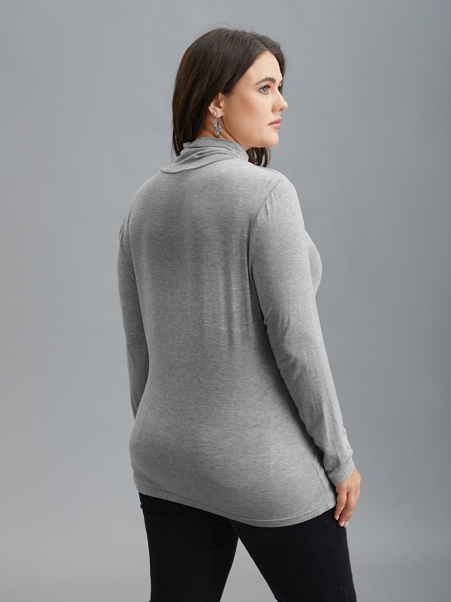 Supersoft Essentials Solid Funnel Neck Knit T-shirt