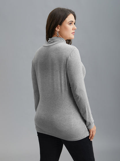 Supersoft Essentials Solid Funnel Neck Knit T-shirt