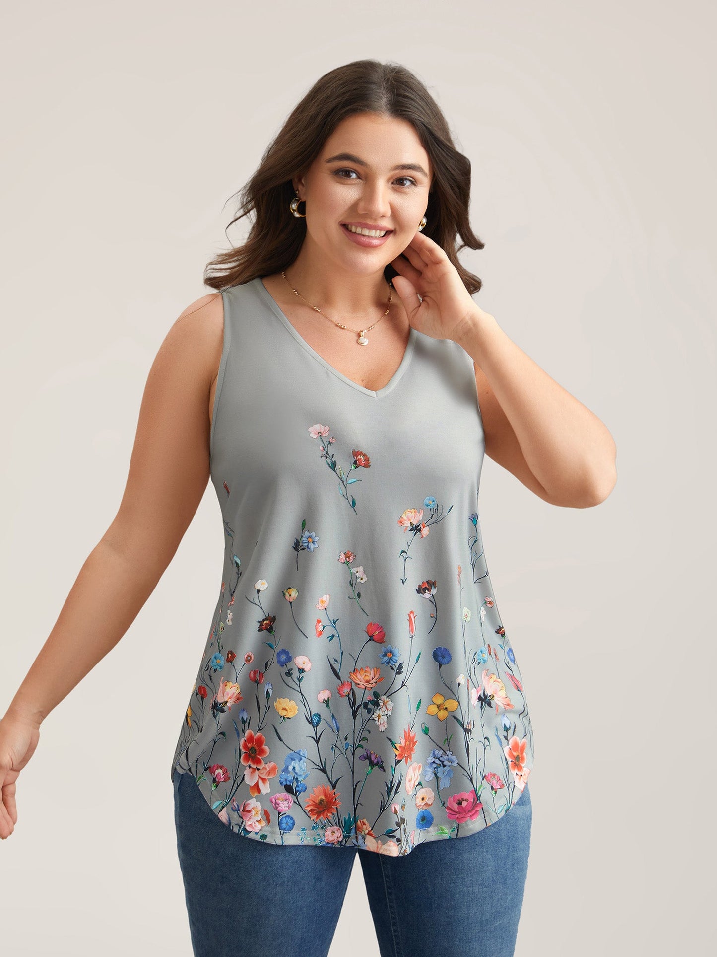 Blooming Flowers Print Stretchy Vest