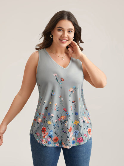 Blooming Flowers Print Stretchy Vest