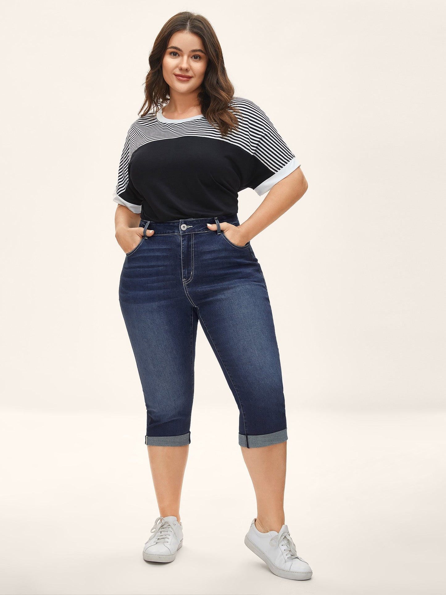 Whiskered Wash Crop Skinny-Fit Jeans