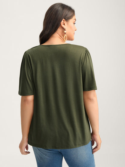 Geometric Embroidery Neck-Tie Top