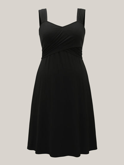 Crosswrap Bodice Pockets Midi Dress