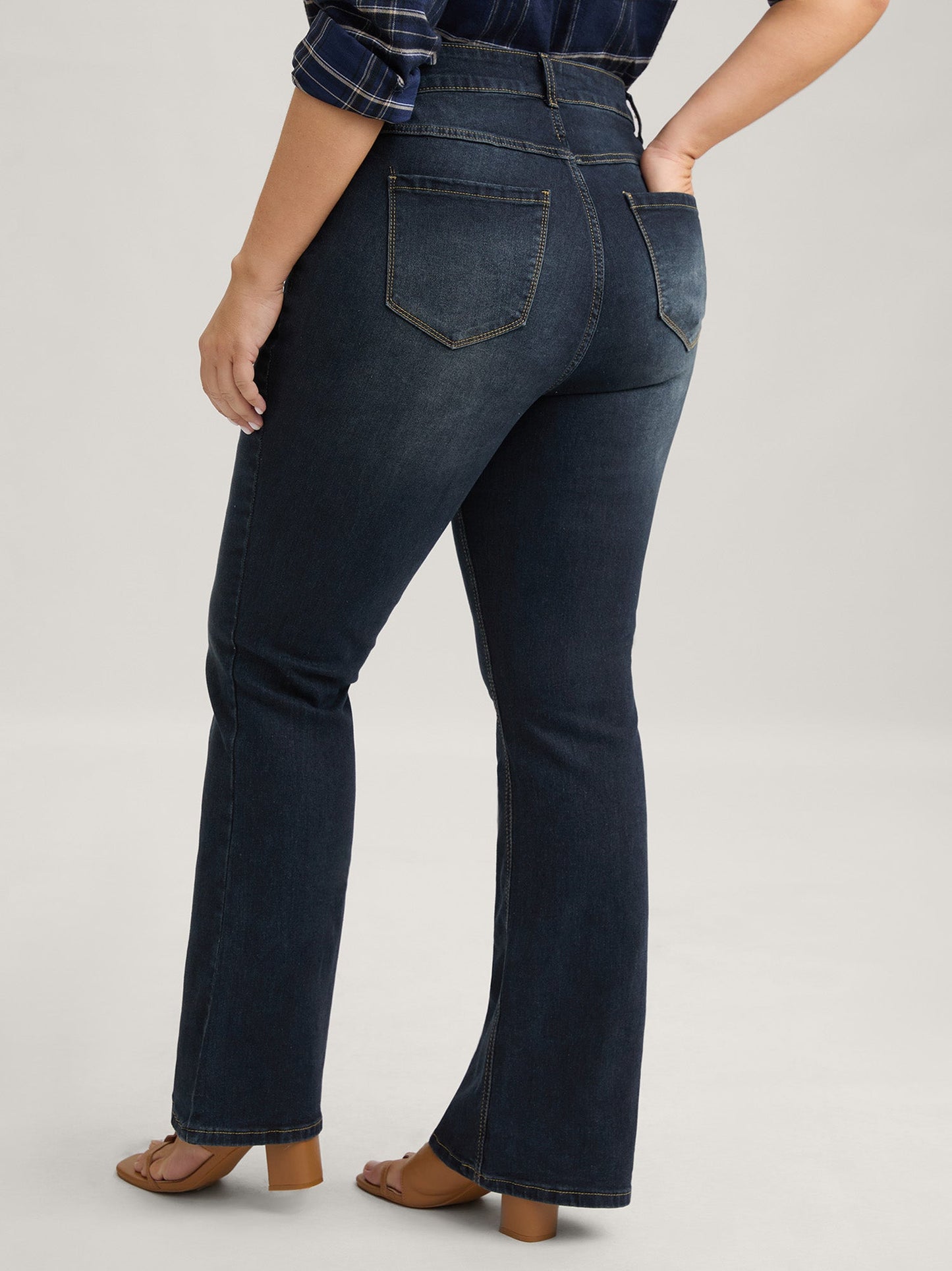 Bootcut Very Stretchy Mid Rise Medium Wash Sculpt Waist Jeans