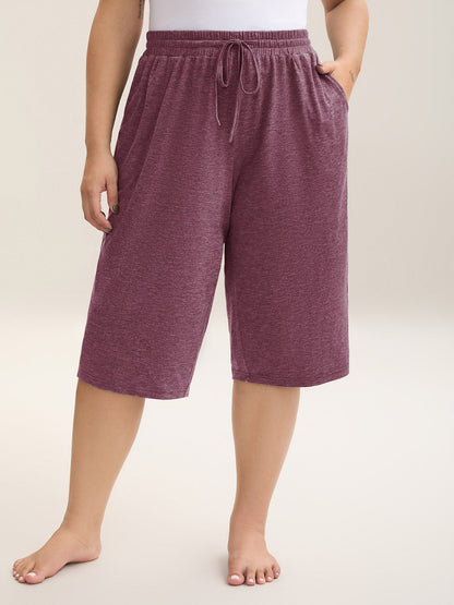 Mixed Color Knit Drawstring Loungewear Bottoms