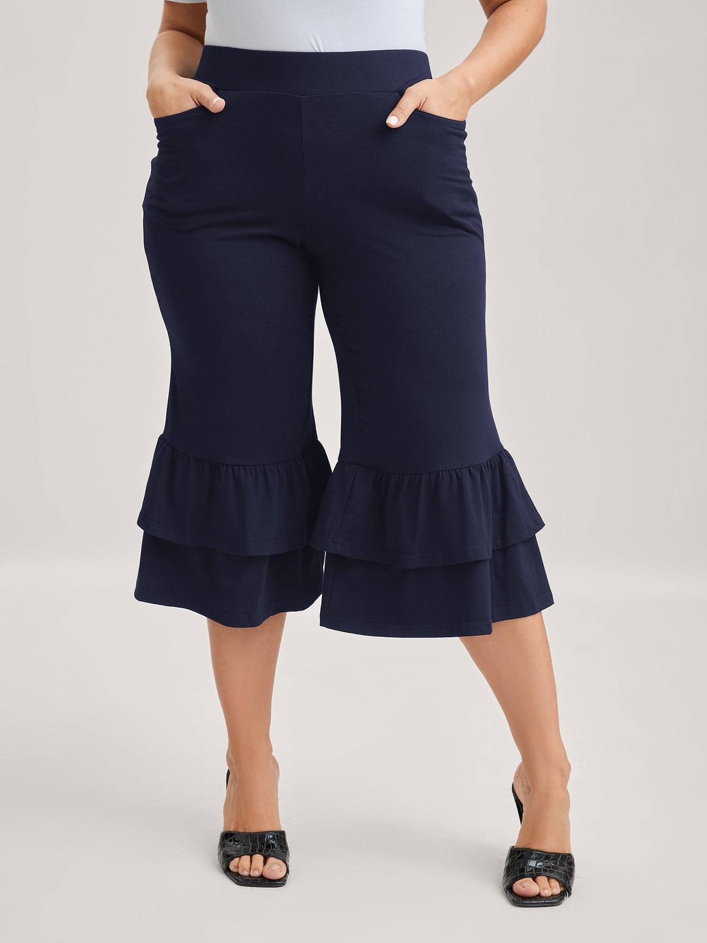 Layered Ruffled Flare Hem Pants