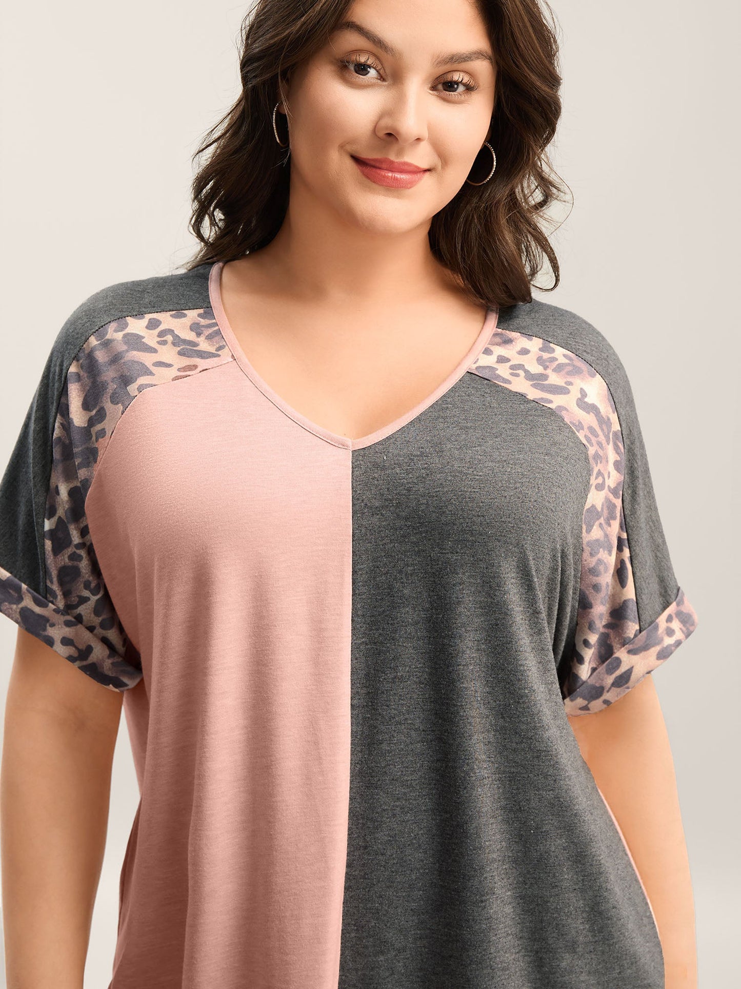 Leopard Print Color Contrast T-Shirt