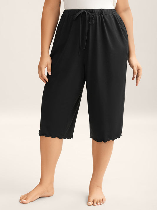 Supersoft Scalloped Hem Straight-Fit Lounge Bottoms
