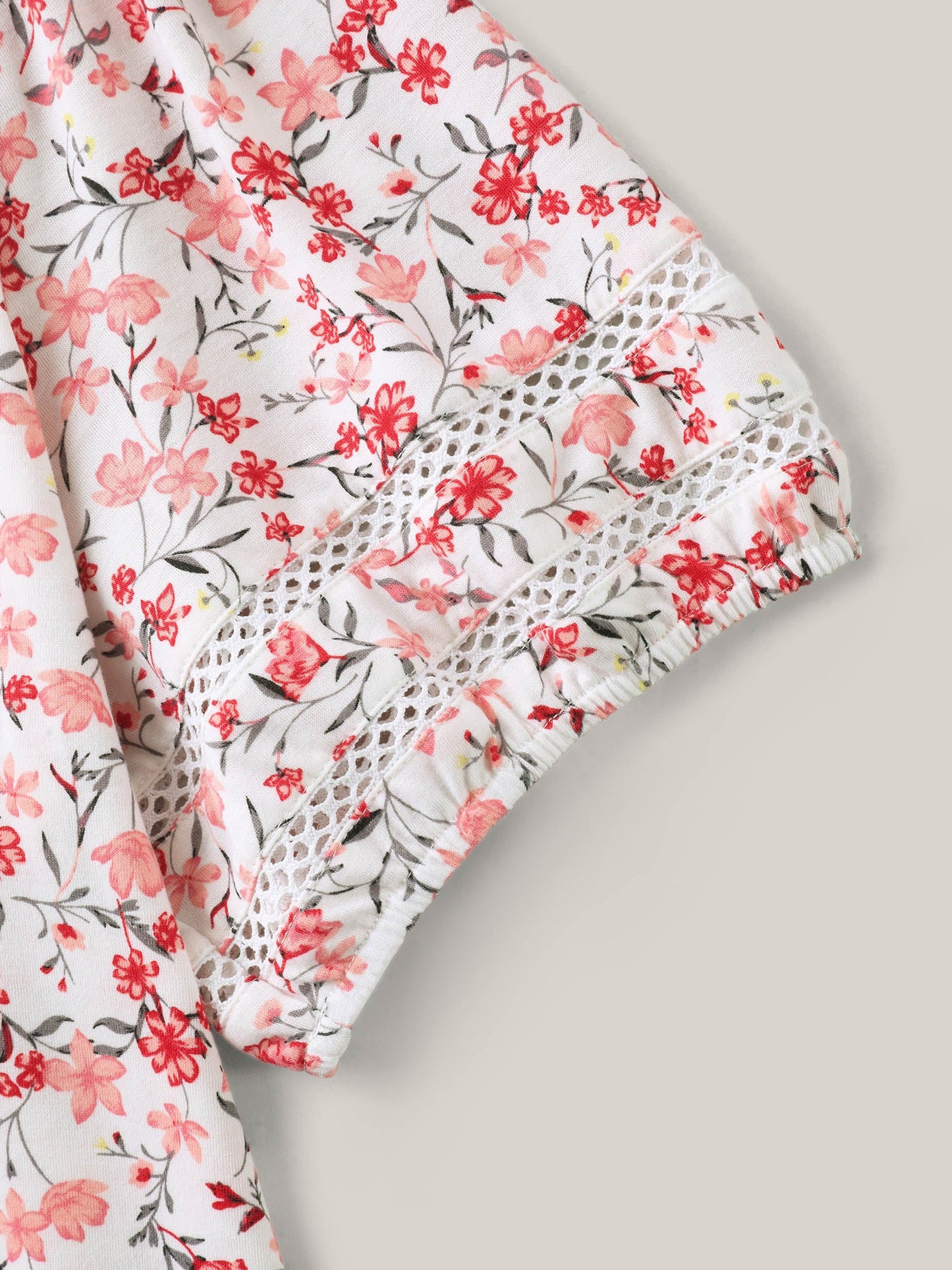 Floral Print Colorful Lace Knit Top