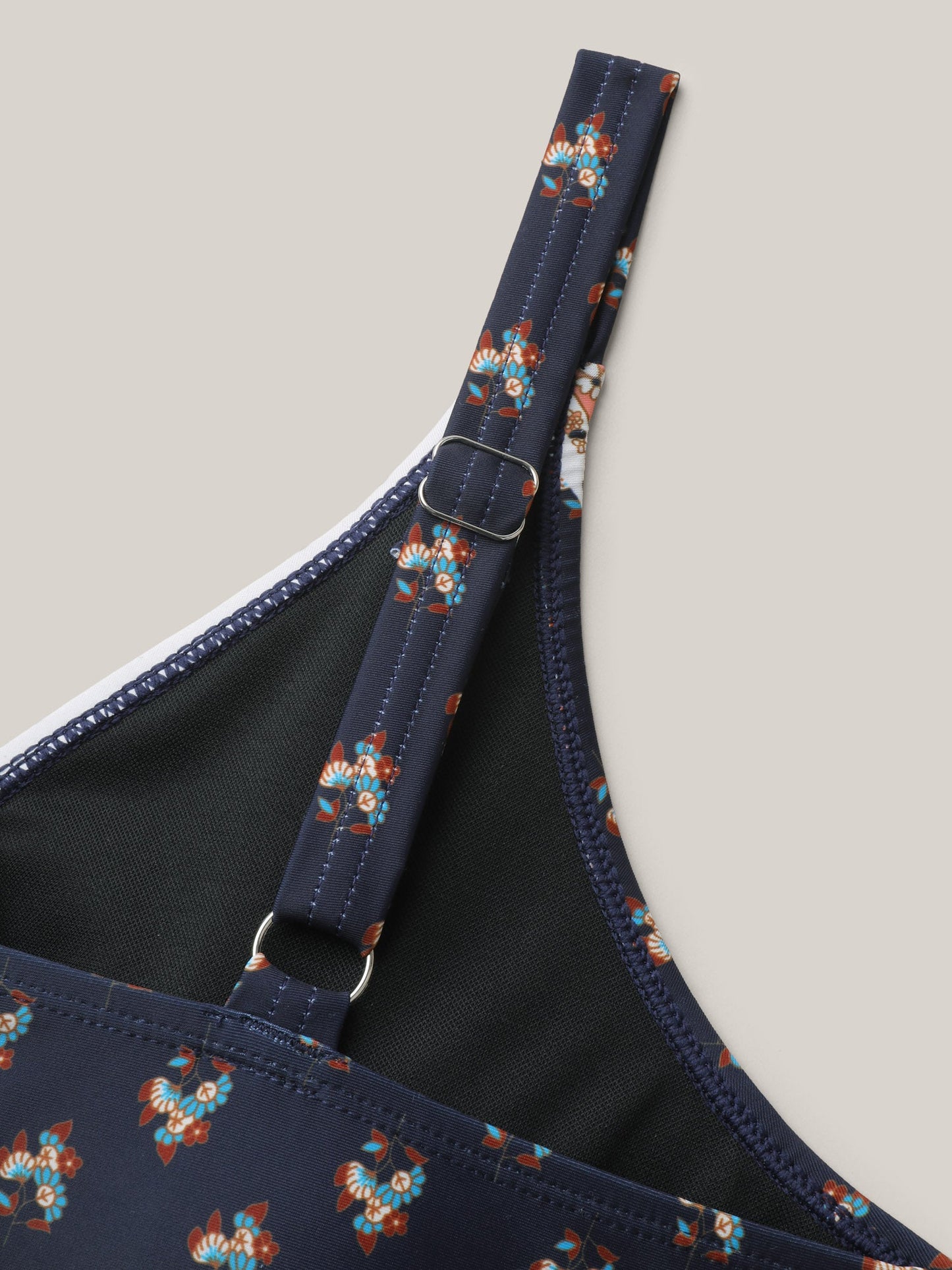 Boho Print Surplice Neck Contrast Swim Dress