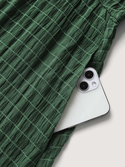 Textured Split Hem Waist-Tie Maxi Dress