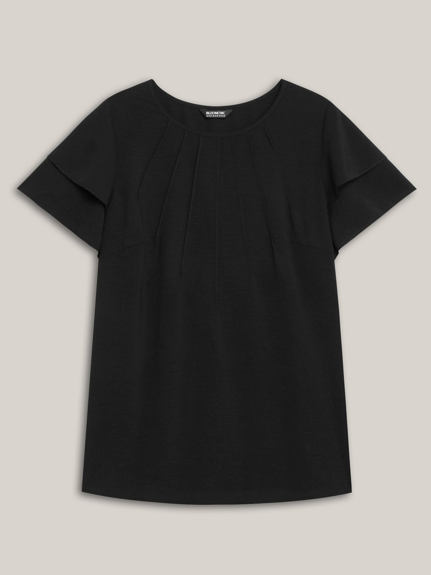 Toothpick Pleat Layered Flutter Sleeve Blouse