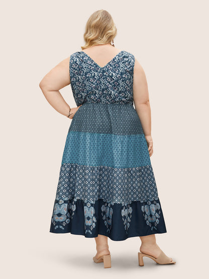 Bandana Patchwork Floral Sleeveless Dress