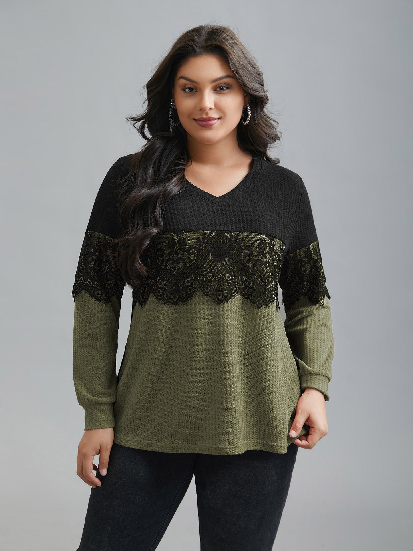 Crochet Lace Mesh Contrast Patchwork Top