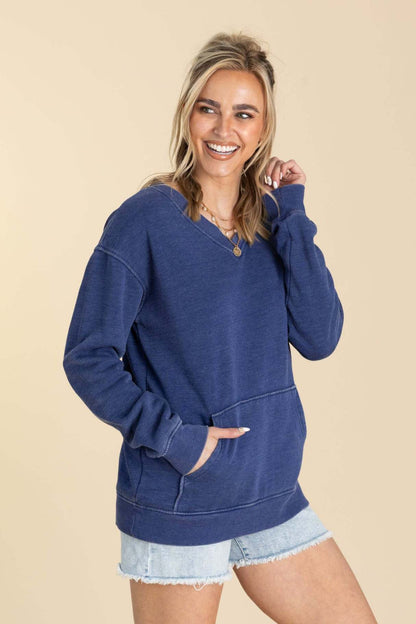 🔥 Your Favorite Is Back!Pigment Dyed Cozy Campfire V-Neck Sweatshir