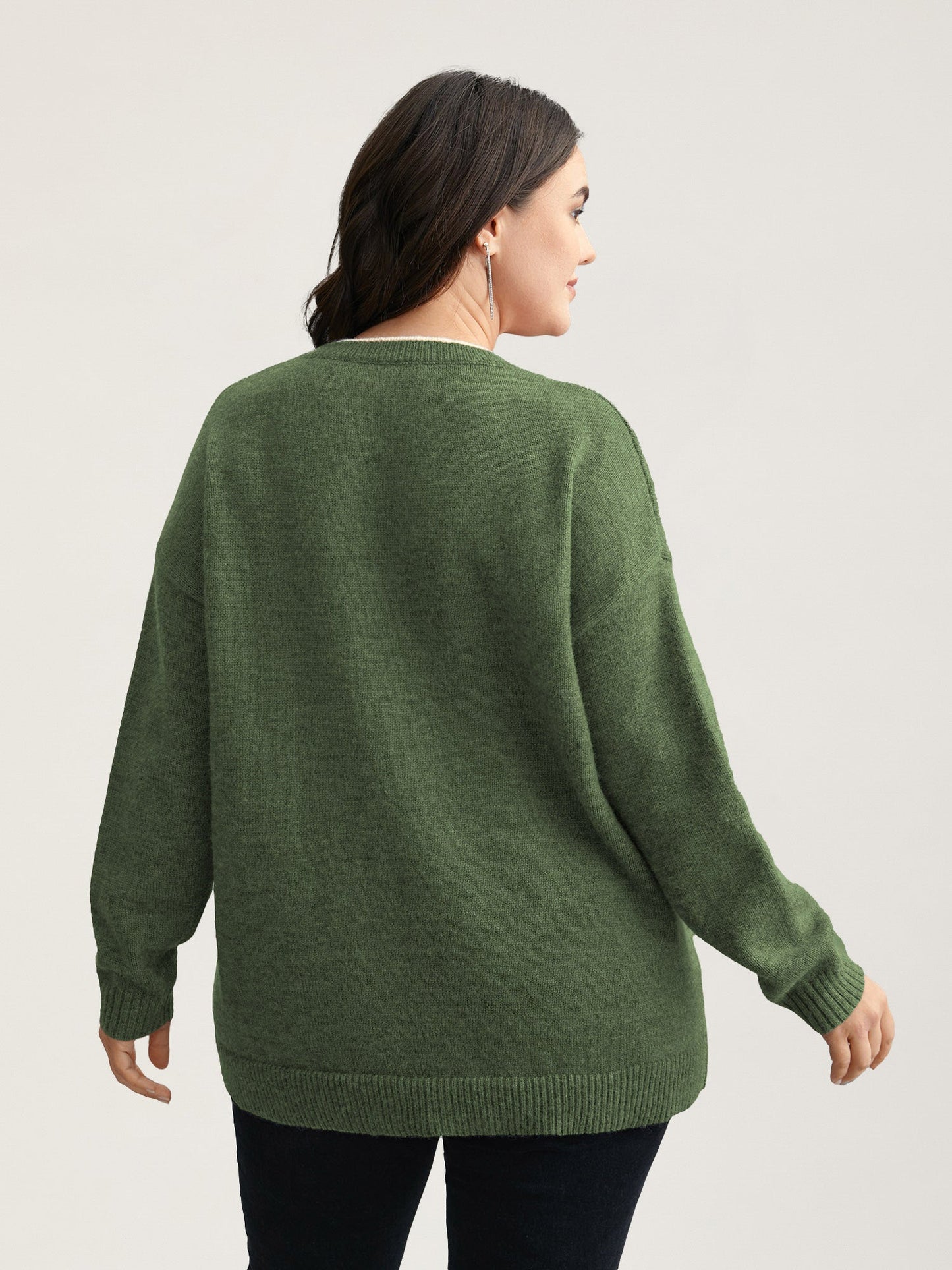 Floral Textured Crew Neck Pullover