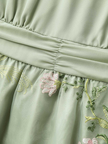 Floral Print Spliced Pockets Maxi Dress