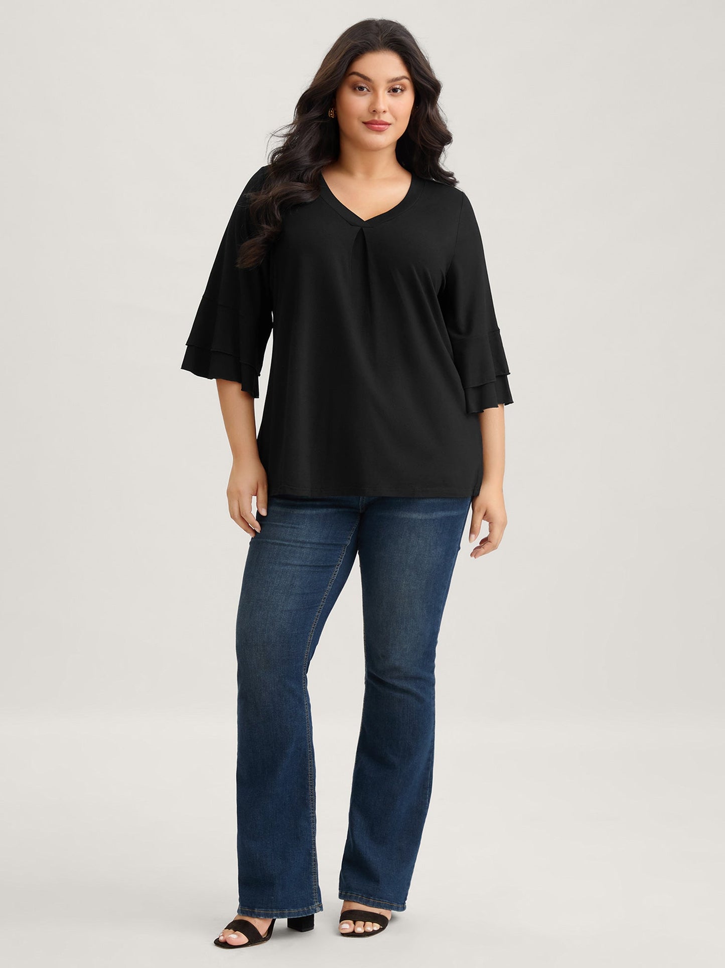Supersoft Essentials Ruffle Layered Sleeve Pleated T-shirt