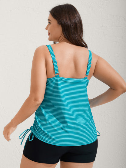 Striped Non-Removable Cups Swim Top