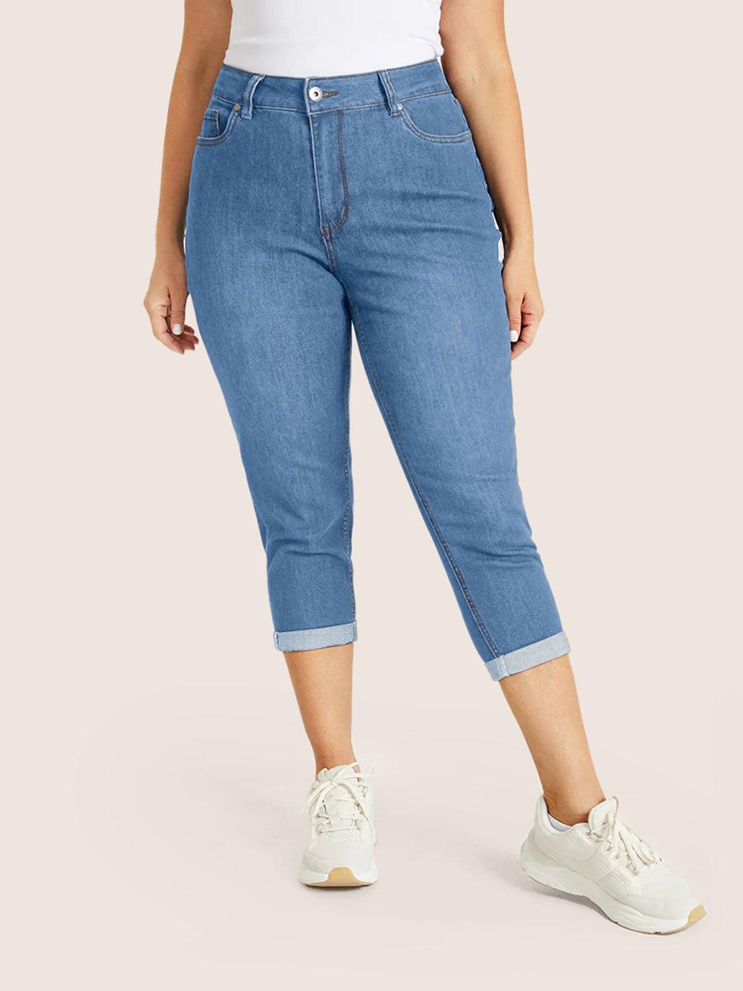 Very Stretchy High Rise Dark Wash Cropped Jeans