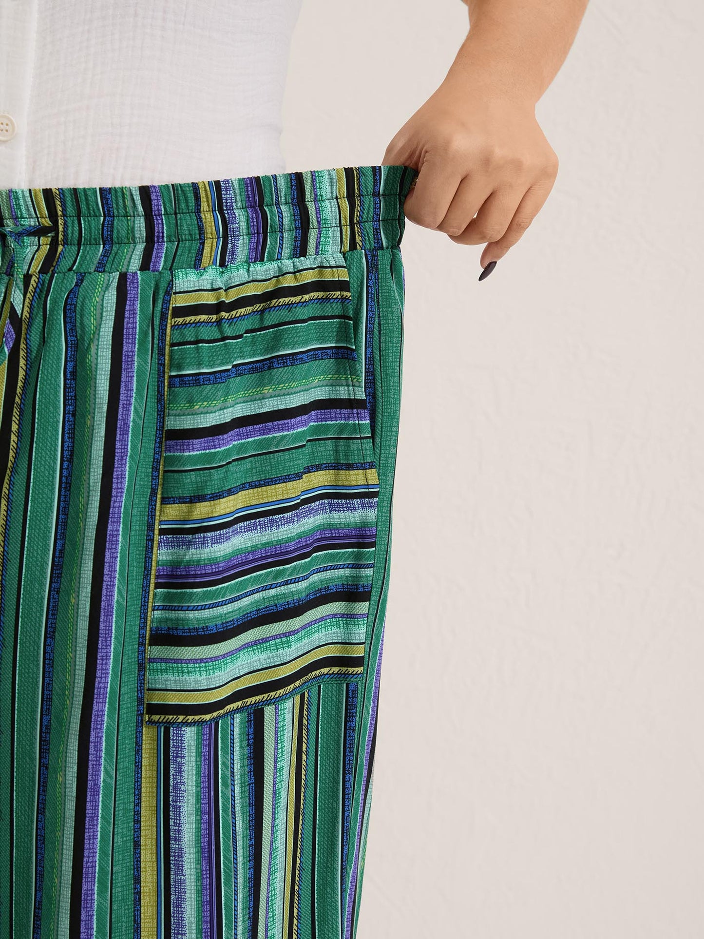 Boho Stripes Drawstring Wide-Leg Pants