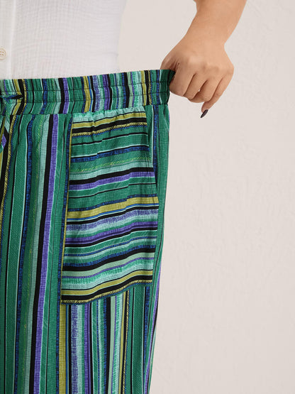 Boho Stripes Drawstring Wide-Leg Pants