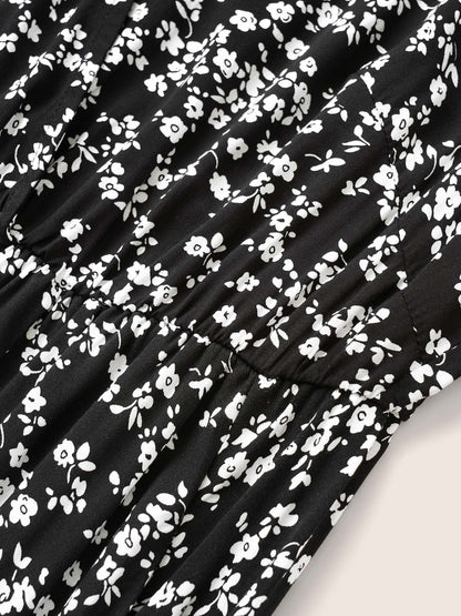 Bloom Dress - Flutter Sleeve Ditsy Floral Pocket Split Maxi Dress