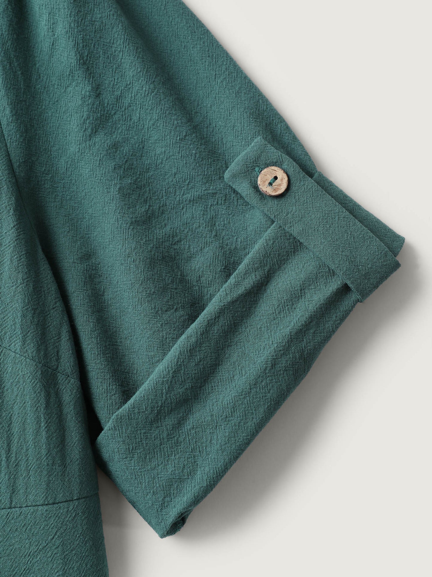 Pure Cotton Button Gathered Sleeve Midi Dress