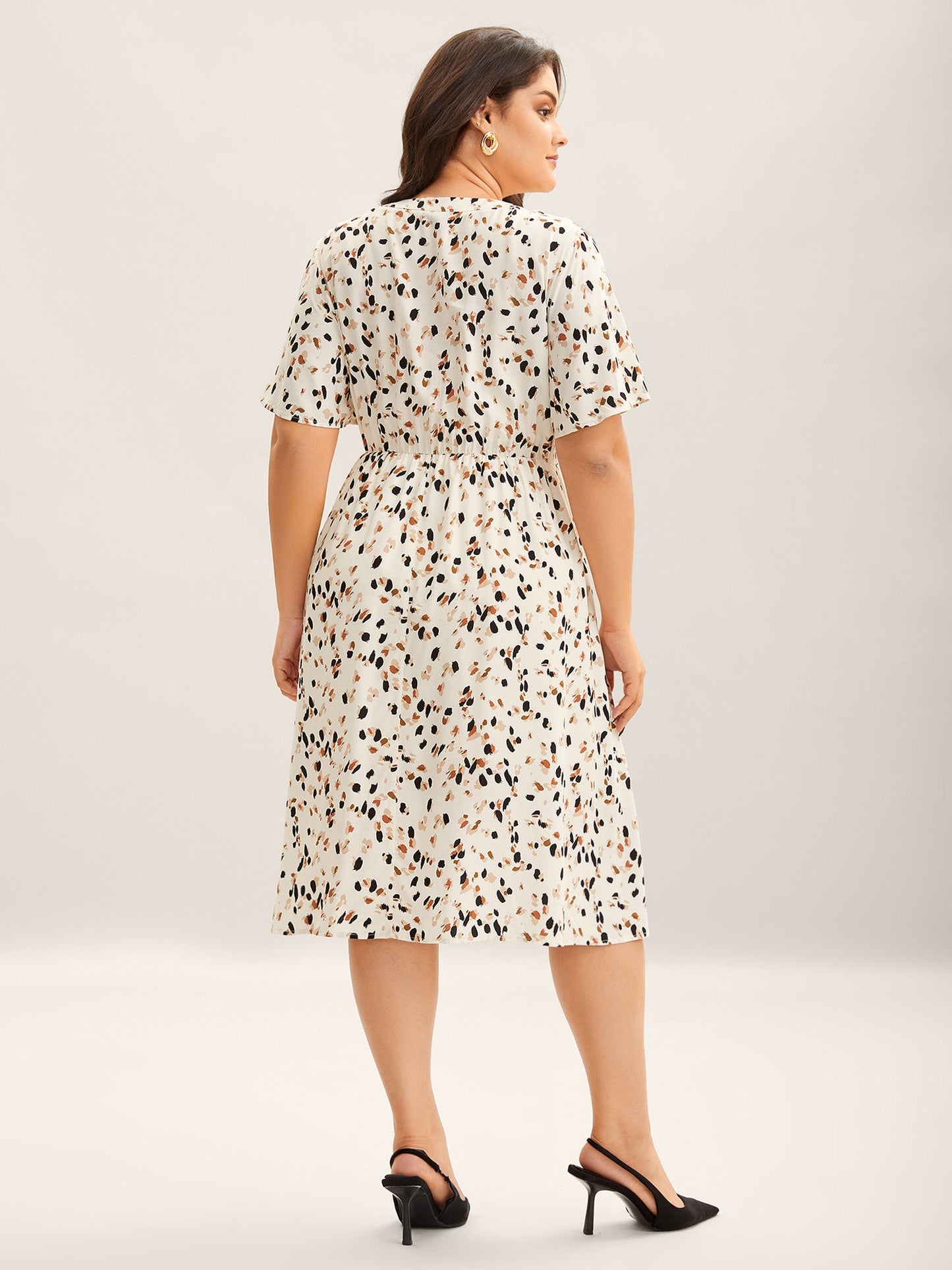 Rayon Toothpick Pleat Leopard Print Midi Dress