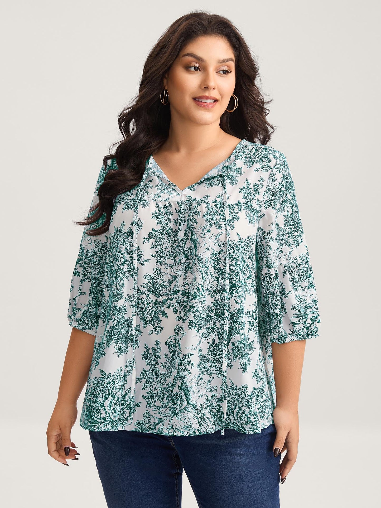 Artistic Print A-Line Blouse