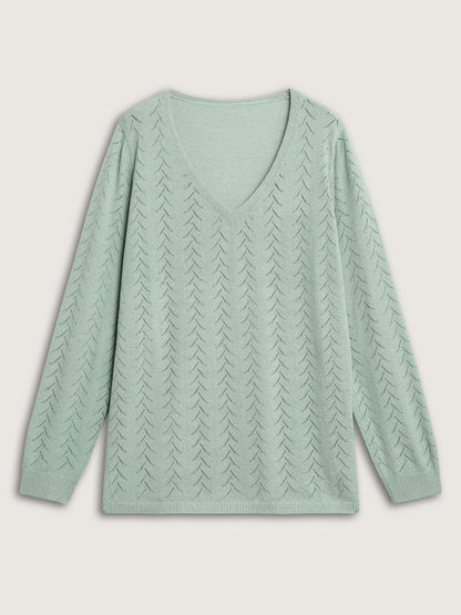 Texture V Neck Lightweight Pullover