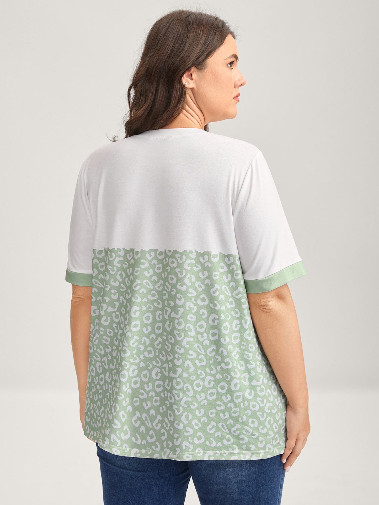 Leopard Print Color Contrast T-Shirt