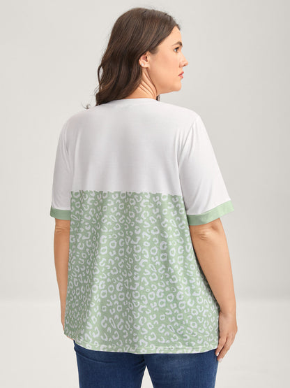 Leopard Print Color Contrast T-Shirt