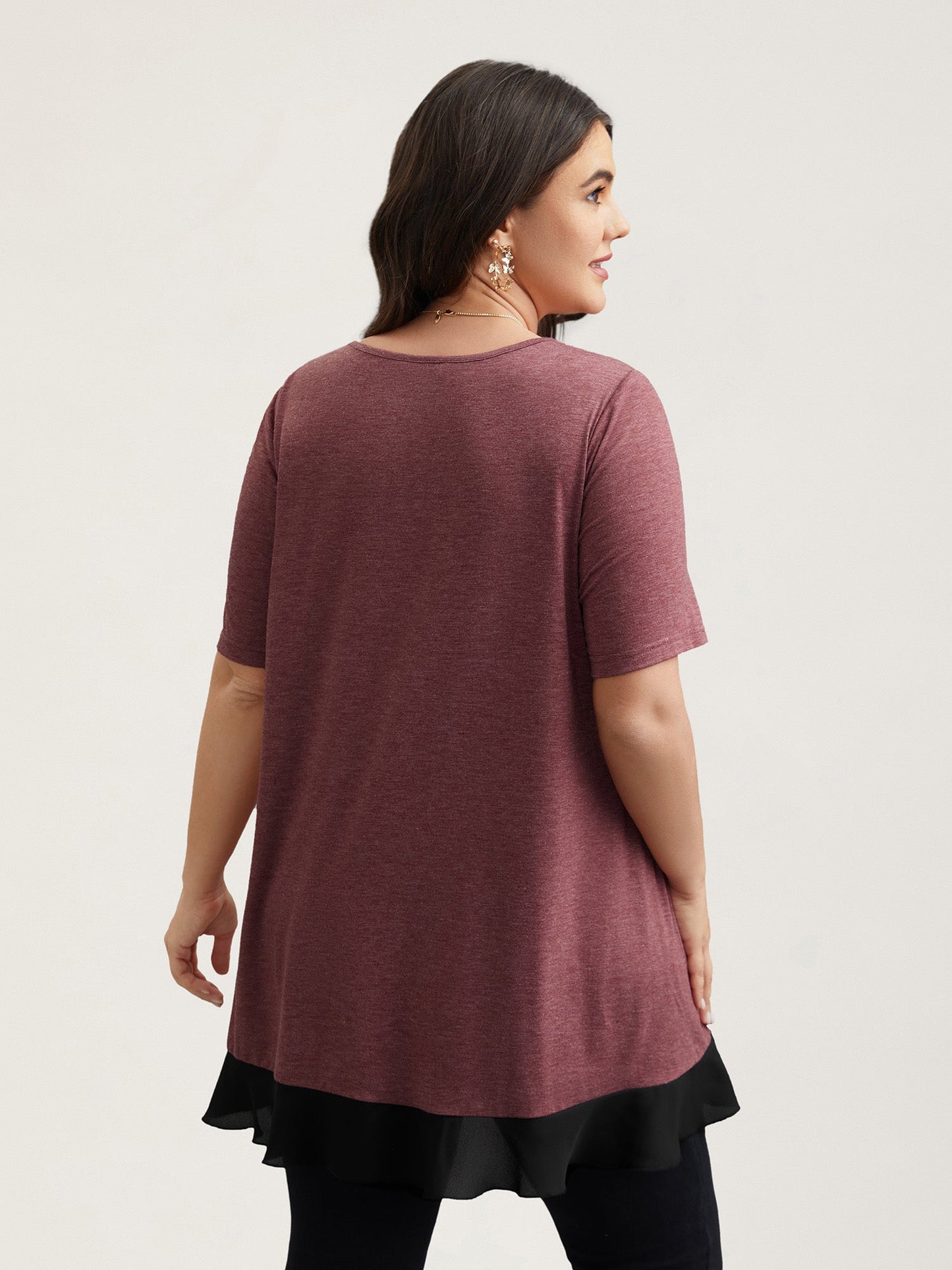 Color Contrast Overlap Hem Flared Top