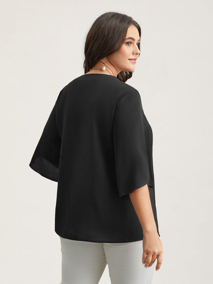 Petal Sleeve Toothpick Pleats Shirt