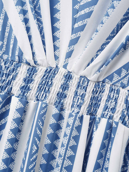 Solid Geometric Dolman Sleeve Pocket Shirred Split Hem Dress