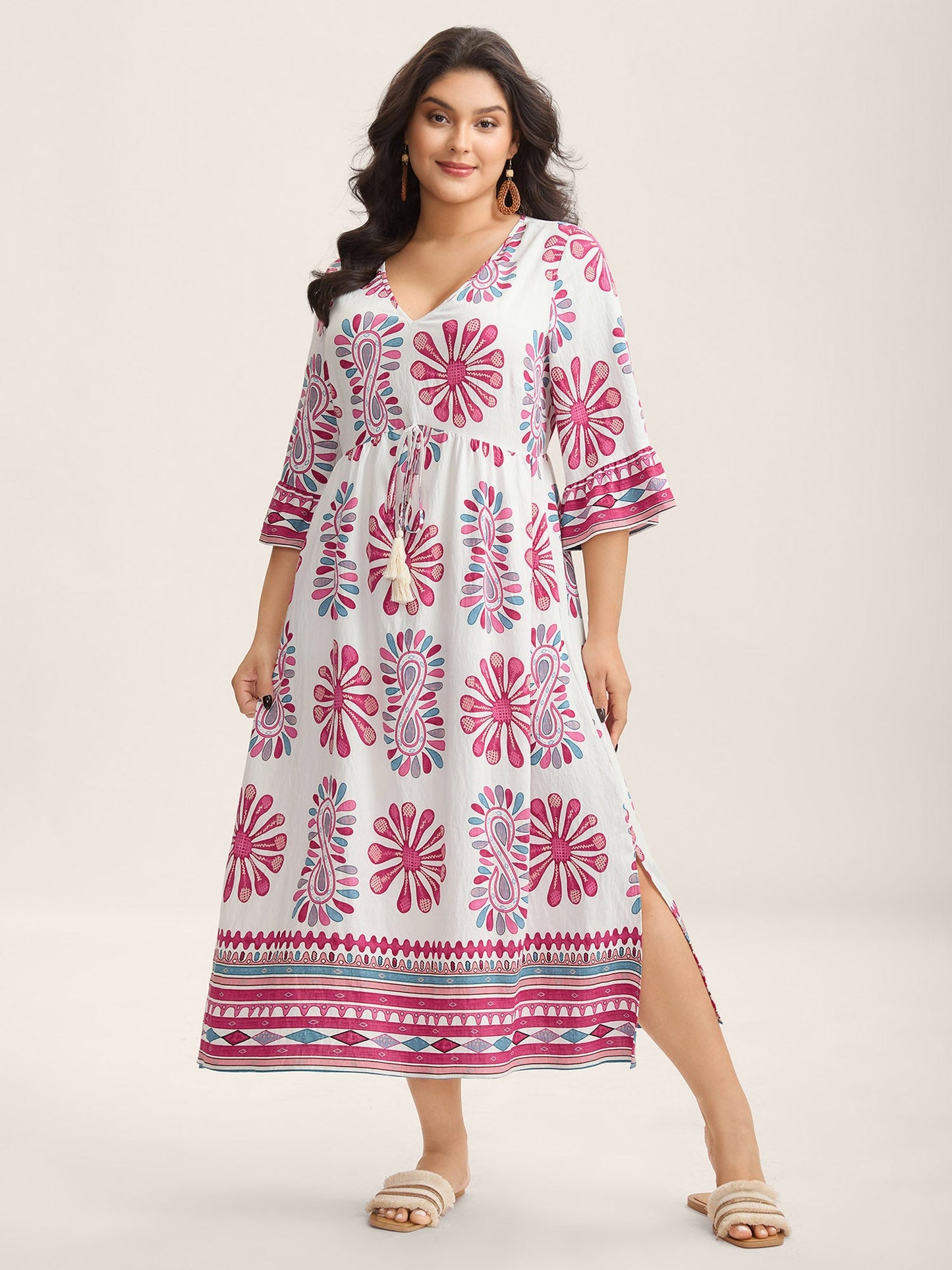 Boho Drama Sheer A-Line Midi Dress
