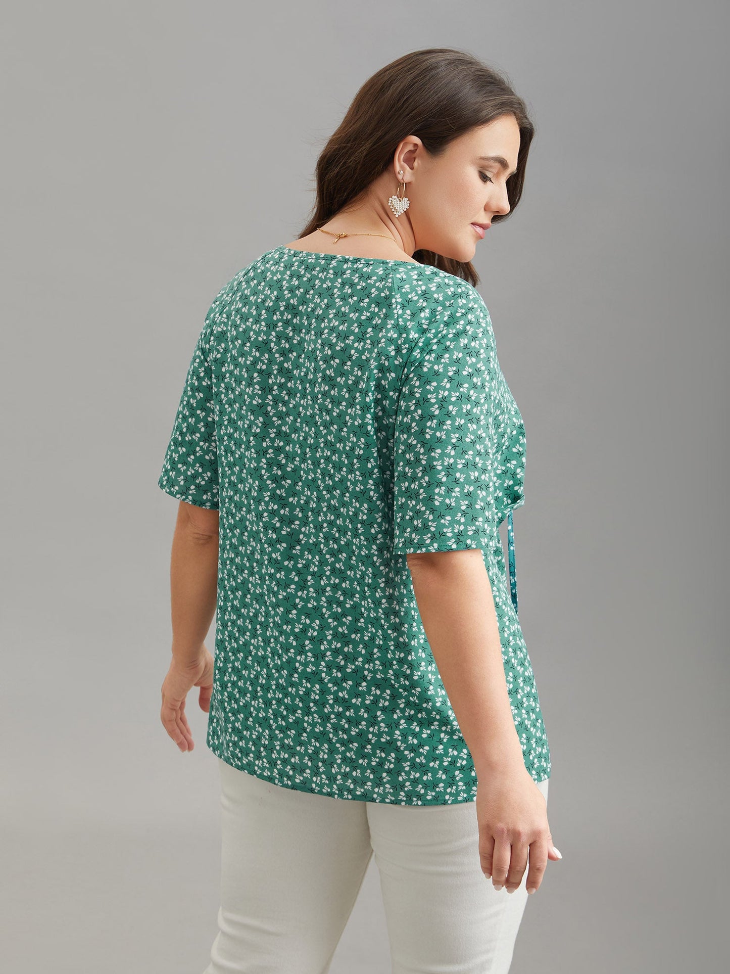 Ditsy Floral Print Half Sleeve Shirt