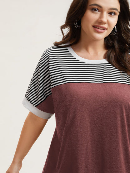 Solid and Striped Contrast Hem T-Shirt
