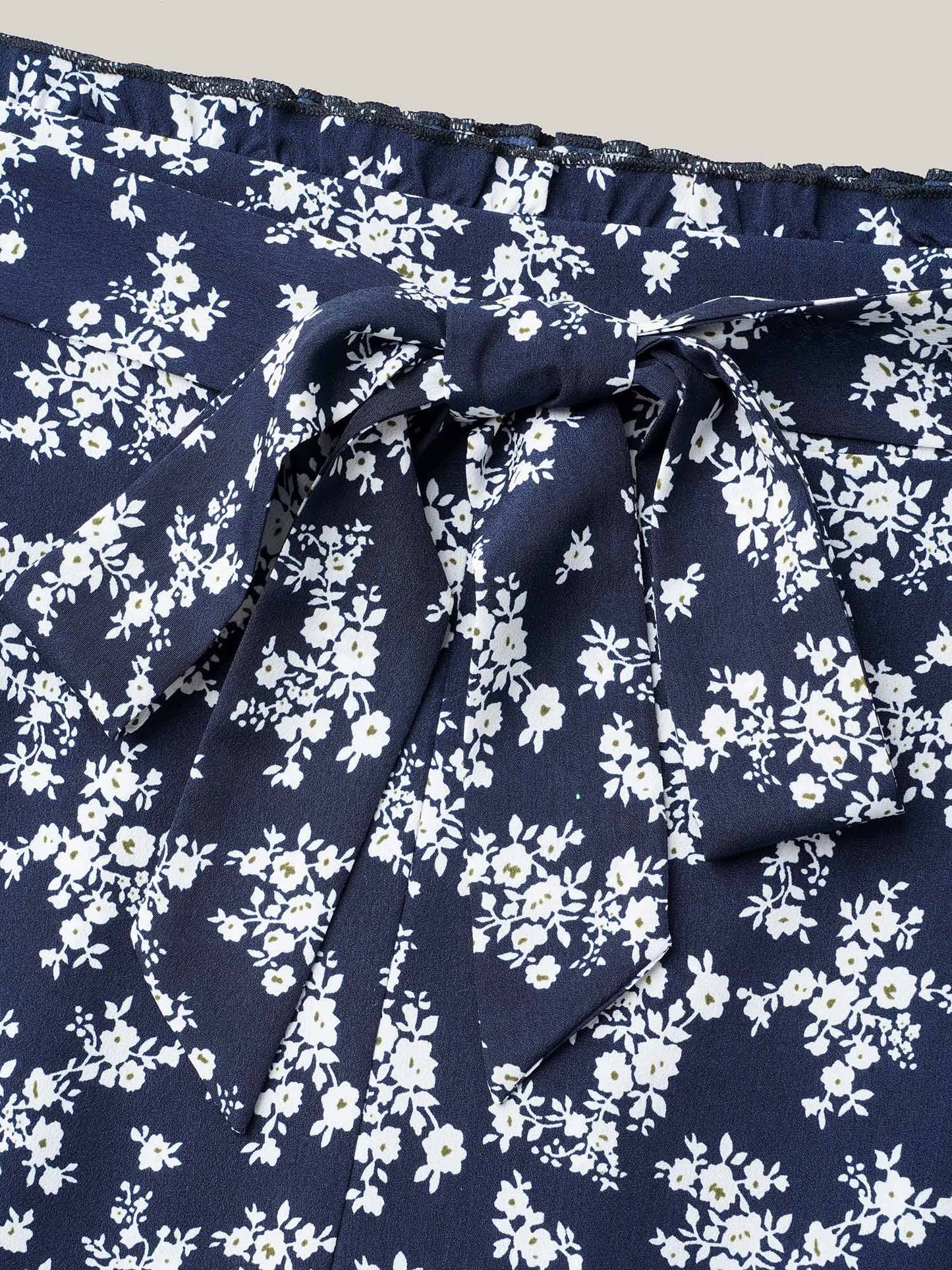 Floral Print Waist Stretchy Wide Leg Pants